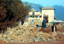Construction work of Margalla Road being carried out during development work