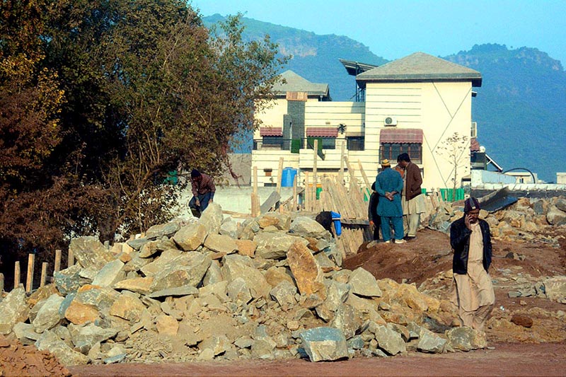 Construction work of Margalla Road being carried out during development work