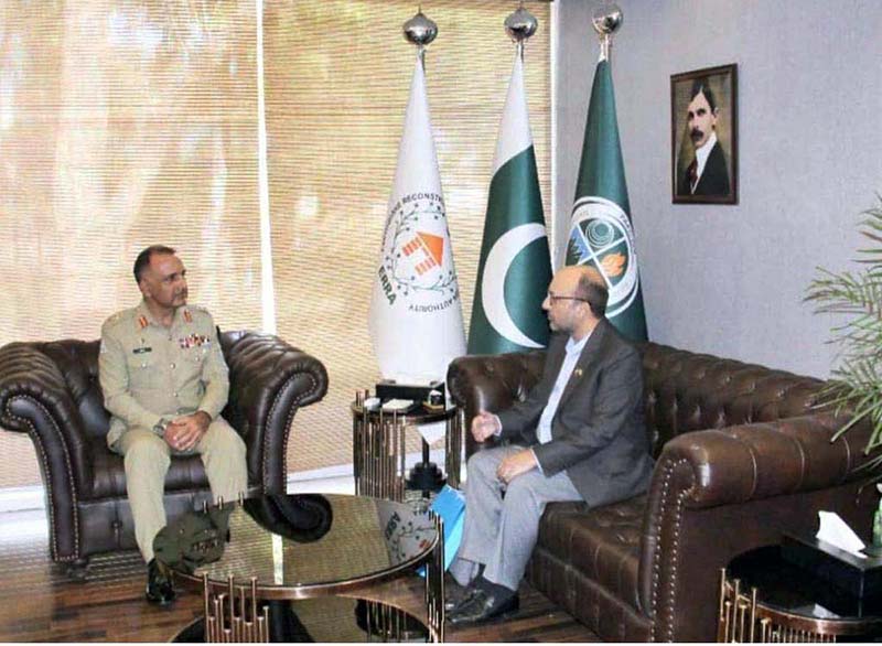 Syed Javid Gillani Executive Director Muslim Hands, Pakistan calls on Chairman NDMA Lt. General Inam Haider Malik in his office