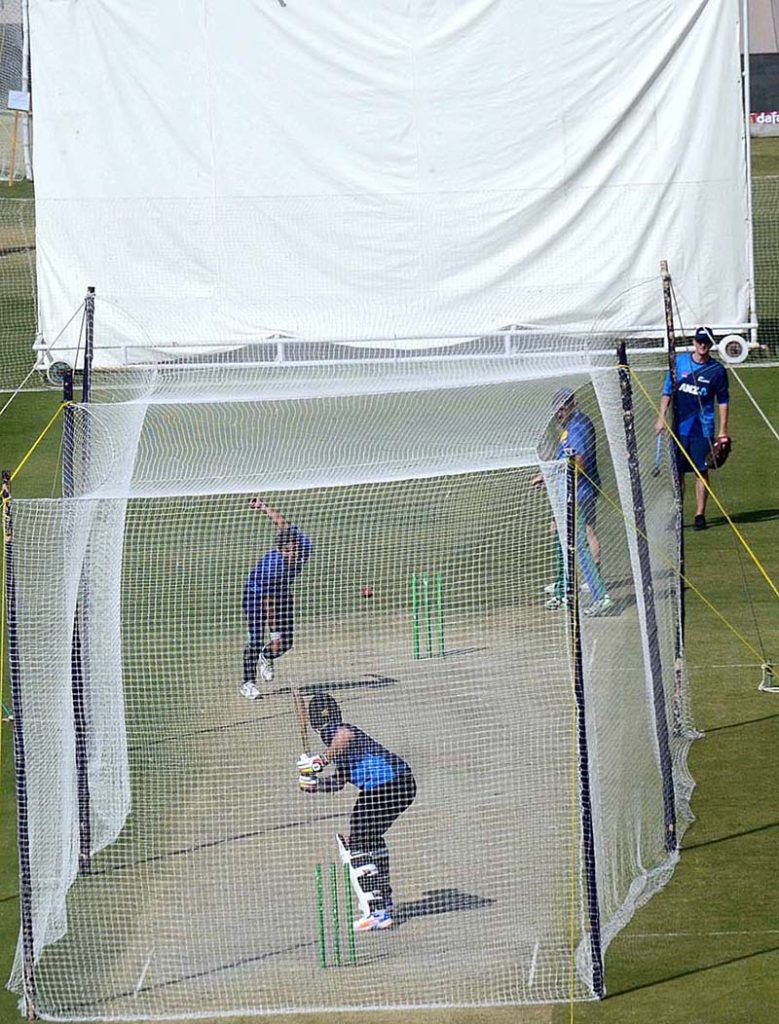 Pakistan Cricket Team during net in Practice Session ahead of the first Test Match at the National Stadium