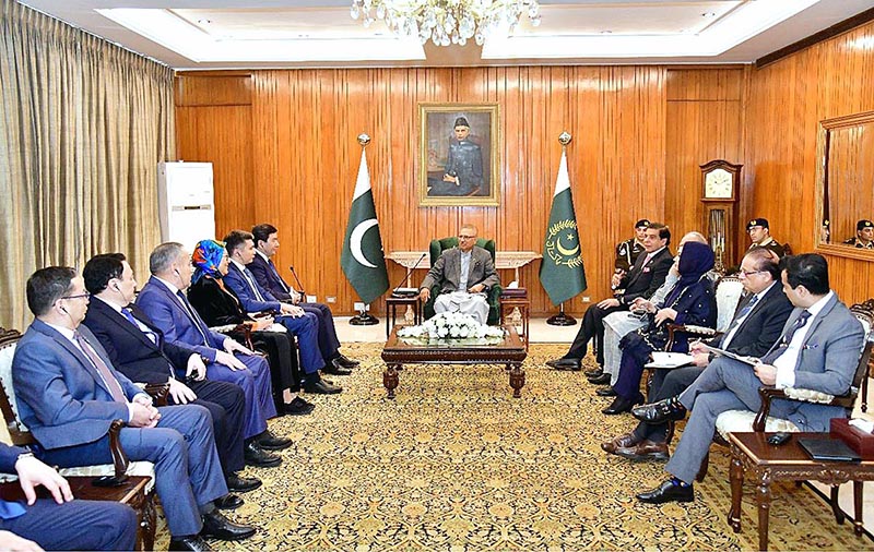 Chairman of the Mazhilis (Lower House) of the Parliament of the Republic of Kazakhstan, Koshanov Yerlan Zhakanovich along with his delegation called on President Dr. Arif Alvi at Aiwan-e-Sadr