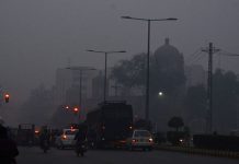 Thick fog engulfs the roads during Evening time