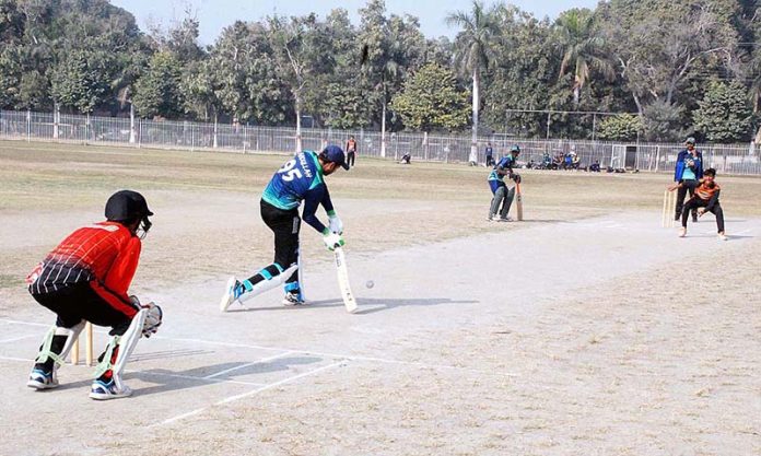 A cricket match playing between Falcon and SSG cricket teams at Bahawalpur stadium