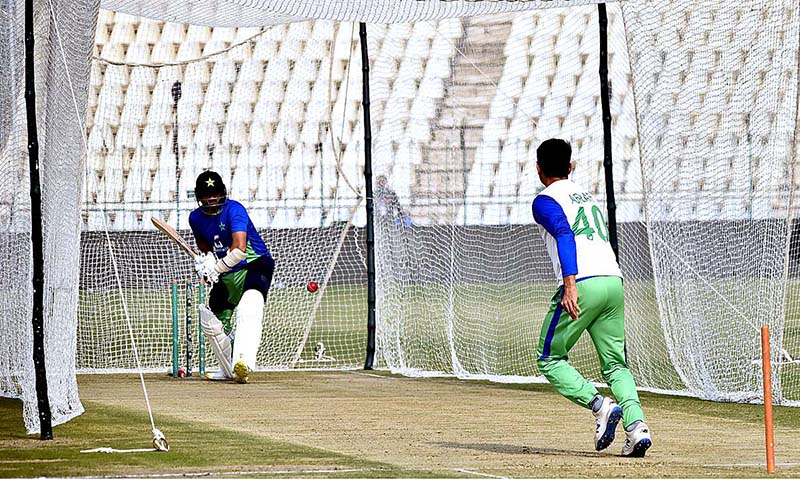 Pakistan team is busy in a practice session for the upcoming 2nd test match against England at Multan Cricket Stadium