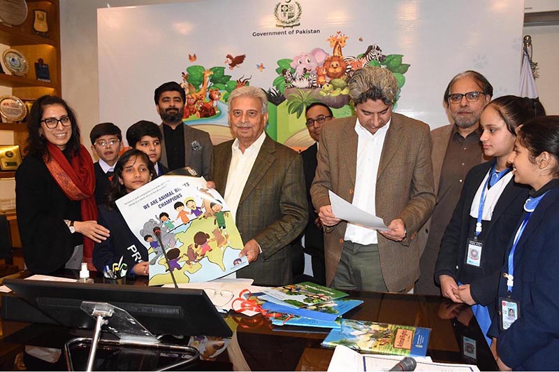 Minister of Federal Education and Professional Training Rana Tanveer Hussain chaired the launching ceremony of addition of supplementary reading material on animal rights module in curriculum for young children