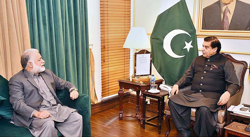 Speaker National Assembly Raja Pervez Ashraf in a meeting with Federal Minister for Parliamentary Affairs Murtaza Javed Abbasi