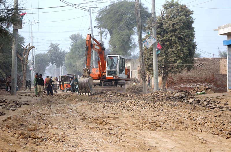 A view of construction work of road near by pass