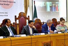 Ambassador Qazi M. Khlilullah (R) Executive director CISSS addressing during online seminar on strategic & economic dimensions of Pakistan-China relations amid deepening global geopolitical divide at University of Sindh Jamshoro