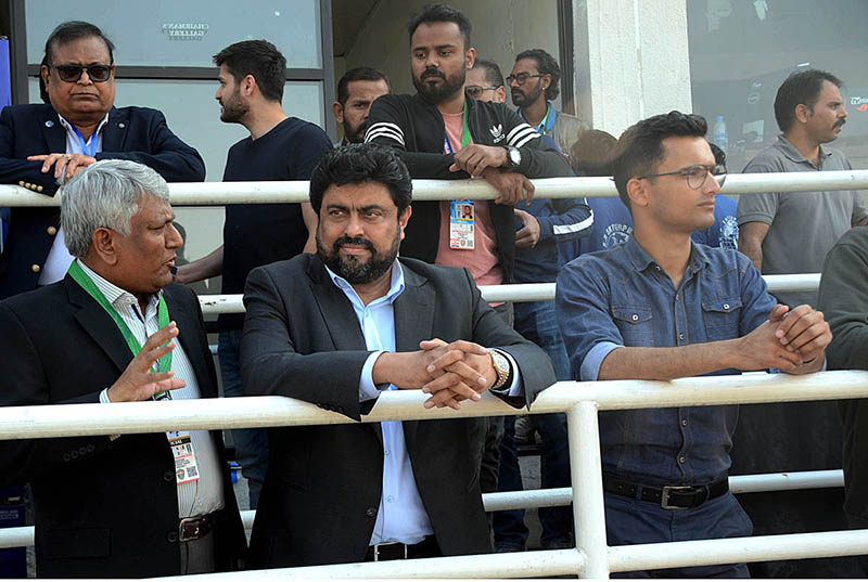 Governor Sindh Kamran Khan Tessori watching third cricket Test match between Pakistan and England at the National Cricket Stadium