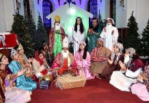 Participants performing in a play at Christian Memorial Hospital