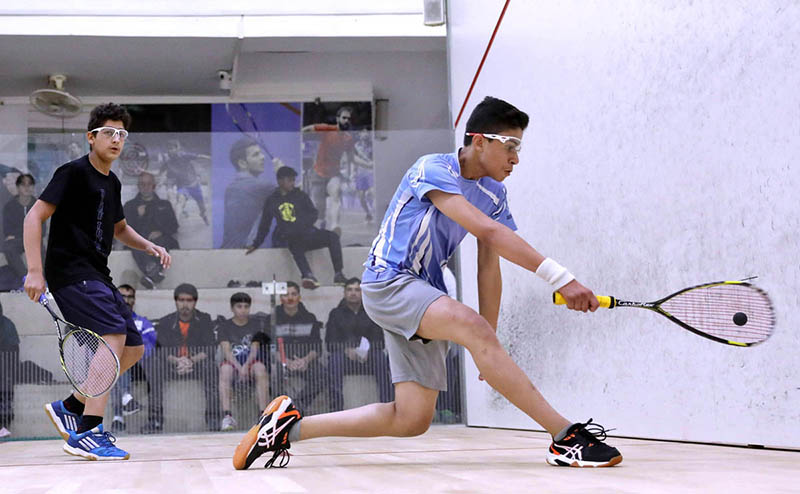 Players in action during PSF-National Squash Championship at Mushaf Squash Complex