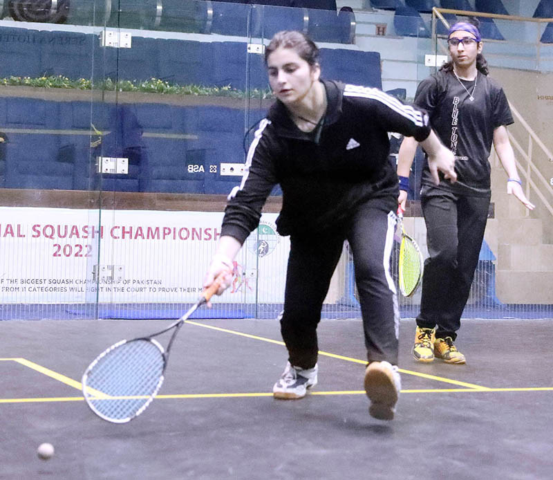 Players in action during PSF-National Squash Championship at Mushaf Squash Complex
