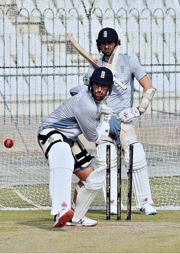 England team busy in a practice session for the upcoming 2nd test match against Pakistan at Multan Cricket Stadium.