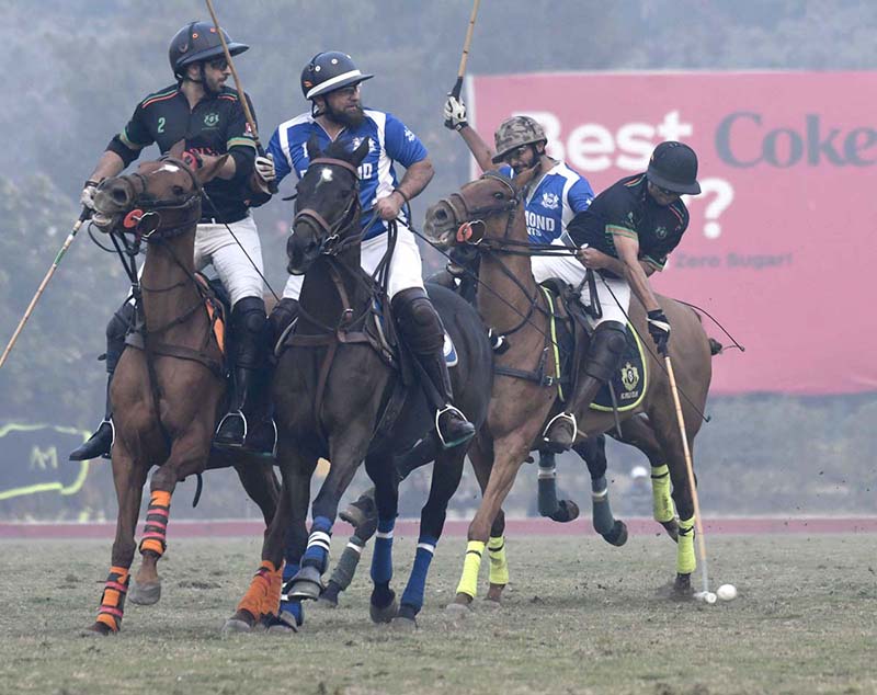 Semifinal Polo match playing between FG DIN Polo and Diamond Paints in Coca Cola Lahore Open Polo Championship 2022 at Lahore Polo Club