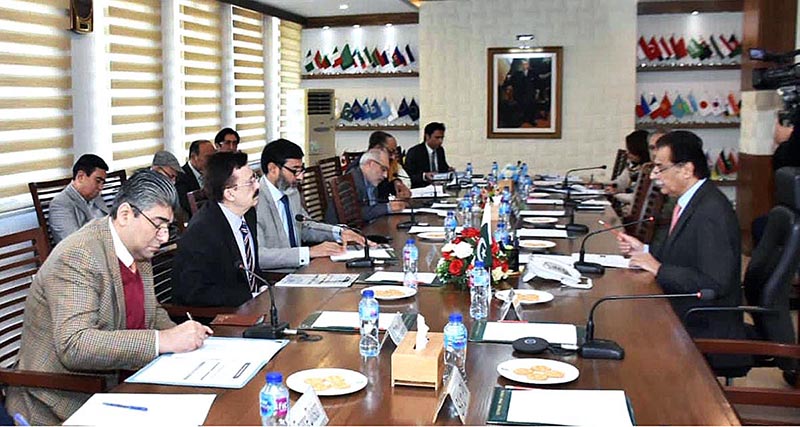 Federal Minister for Economic Affairs, Sardar Ayaz Sadiq chairing the meeting of National Coordination Committee on Foreign Funded Projects (NCC-FFP) at Ministry of Economic Affairs