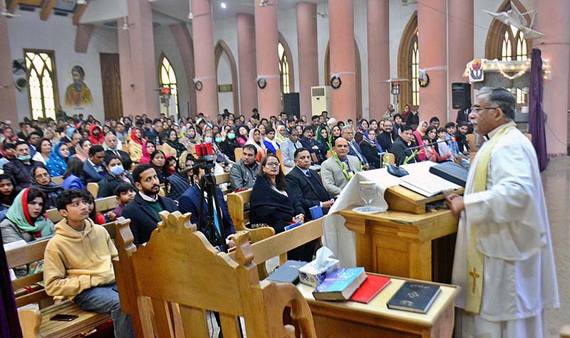 People from Christian community performing their religious rituals during special service on Christmas Day at St Peter’s Church.