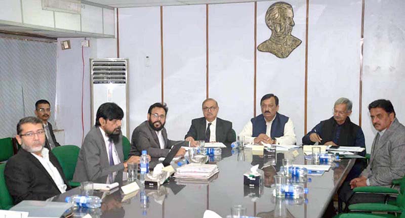 Special Assistant to PM on Industries and Production Tasneem Ahmed Qureshi chairing a meeting at Pakistan Stills Mills