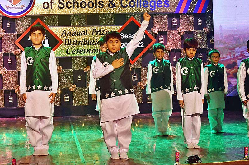 Students performing tableau during 24th Annual Prize Distribution Ceremony of Britain Group of Schools & Colleges at Arts Council