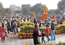 People enjoy during the annual "Winter Family Festival" at Jillani Park organized by Parks and Horticulture Authority.