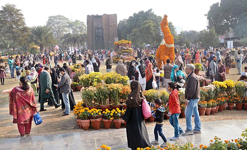 People enjoy during the annual "Winter Family Festival" at Jillani Park organized by Parks and Horticulture Authority.