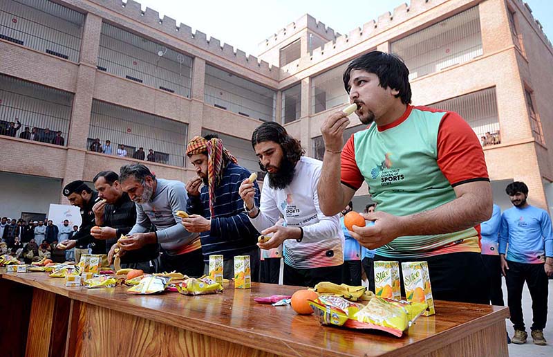 Eating competition held between prisoners and department’s stuff during the opening ceremony of Sports Gala at Central Jail