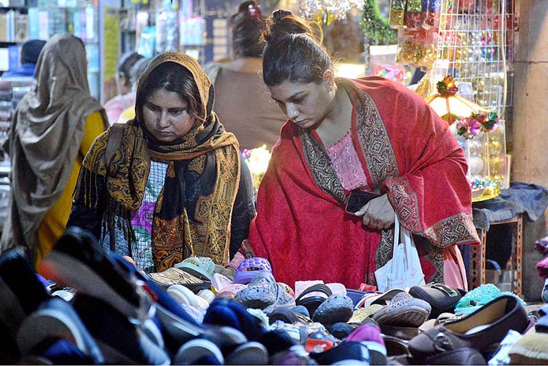 Women from Christian Community shopping for upcoming Christmas celebrations in a shop at Saddar.