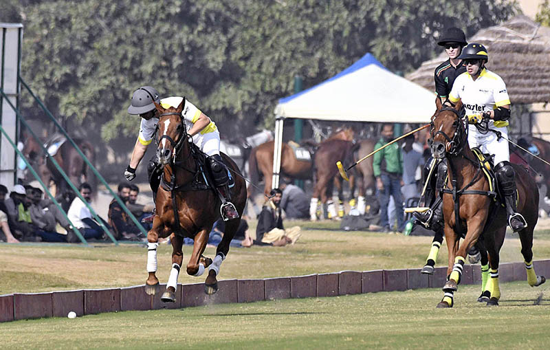 A view of Polo Match between FG Din Polo Vs Master Paints newage cables in Corps commander Polo Cup sponsored by Diamond Paints at Jinnah polo fields DHA.