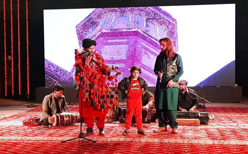 Singer Tahseen Sakina performing on stage during a musical performance organized by Arts Council