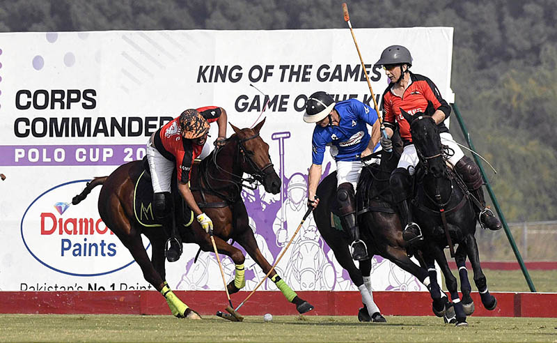 A view of Polo Match between FG Din Polo Vs Master Paints newage cables in Corps commander Polo Cup sponsored by Diamond Paints at Jinnah polo fields DHA.