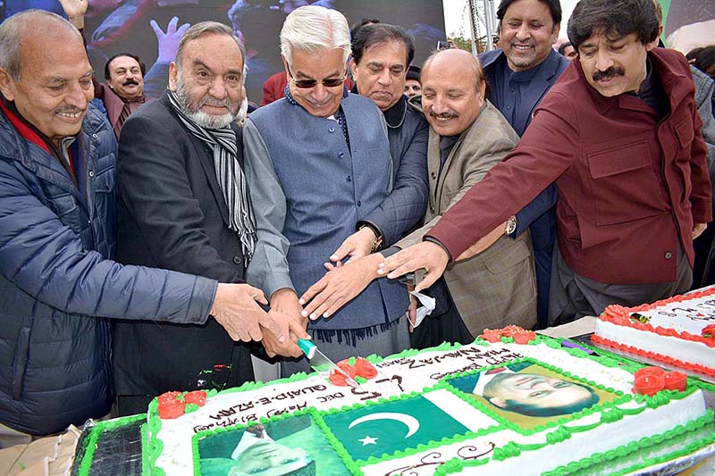 Federal Minister for Defense Khawaja Muhammad Asif addressing the PML-N Workers Convention at PML-N House