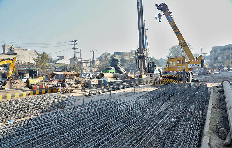 Construction work is going on Sumanabad underpass