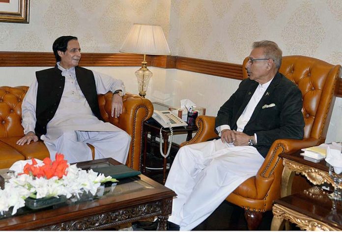 Chief Minister Punjab Chaudhry Parvez Elahi is meeting with President Arif Alvi at Chief Minister House.