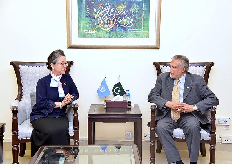 Under Secretary General of the UN\Executive Secretary of ESCAP Ms. Arminda Salsiah Alisjahbana called on the Federal Minister for Finance & Revenue Senator Mohammad Ishaq Dar at Finance Division