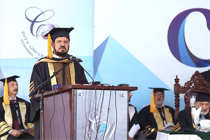 Governor KP Haji Ghulam Ali addressing during 12th Convocation of City University of Science and Information Technology