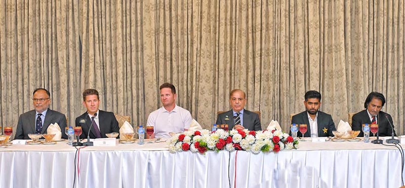 Prime Minister Muhammad Shehbaz Sharif at a reception he hosted in the honour of England and Pakistan Cricket Teams in Prime Minister House