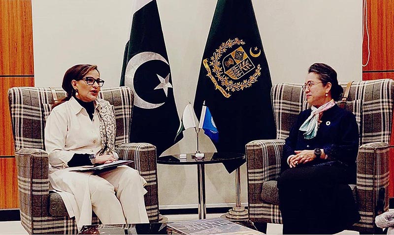 Under Secretary General of the United Nations and Executive Secretary of the Economic and Social Commission for Asia and the Pacific (ESCAP) Armida Salsiah Alisjahbana calls on Sherry Rahman, Federal Minister for Climate Change