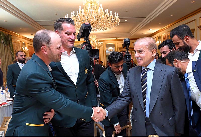 Prime Minister Muhammad Shehbaz Sharif receiving members of England Cricket Team