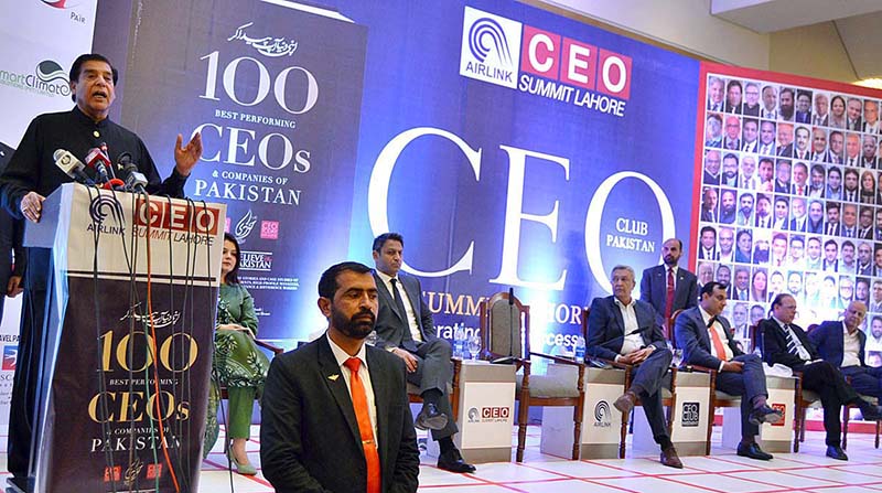 December 15 - Honourable Speaker National Assembly Raja Pervaiz Ashraf is addressing the CEO Summit & launch of bestselling book”100 Performing CEO's & Companies of Pakistan” at PC Hotel Lahore
