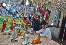 People from Christian community are decorating the Anthony Church for upcoming Christmas