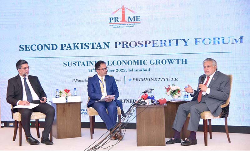 Federal Finance Minister Senator Mohammad Ishaq Dar debating on sustained Economic Growth, Roadmap and Roadblocks, at Second Pakistan Prosperity Forum organized by Prime Institute and Business Recorder