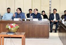 Senator Muhammad Abdul Qadir, Chairman Senate standing committee on petroleum presiding over a meeting of the committee at Parliament House