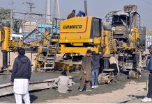 Construction work in progress on IJP Road during development work in the Federal Capital