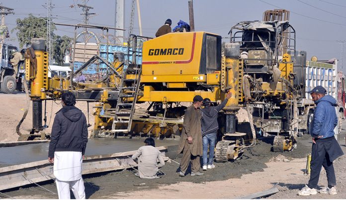 Construction work in progress on IJP Road during development work in the Federal Capital