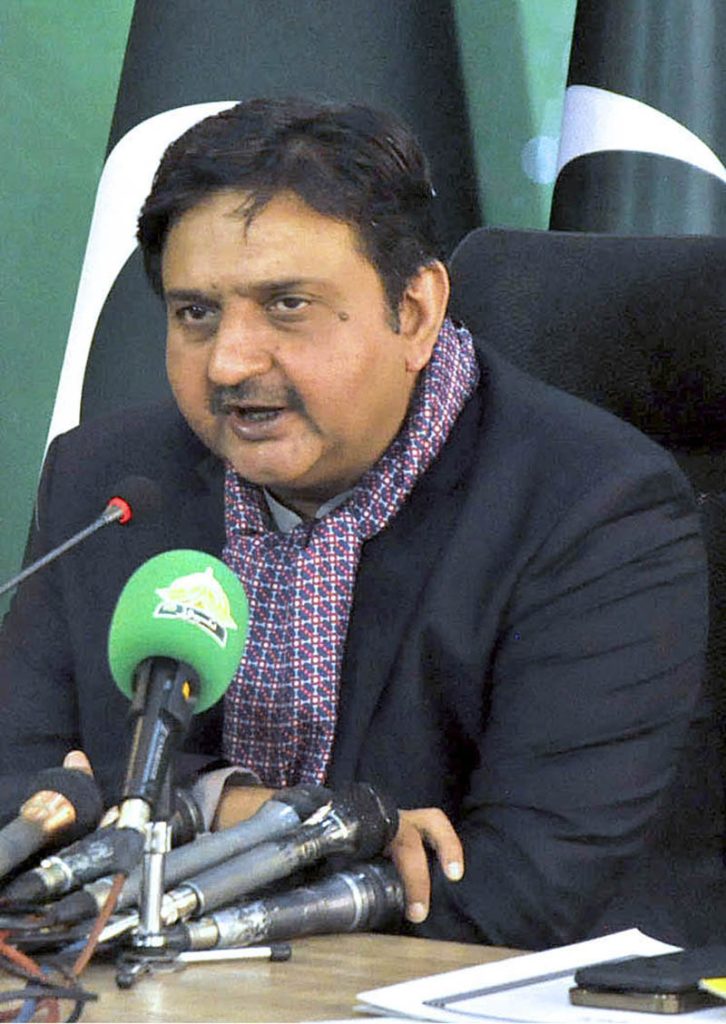 PMLN Leader Malik Ahmad Khan addressing a Press Conference at PTV HQ