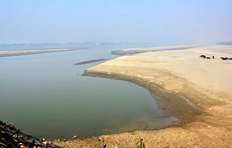 A view of dry beds of Indus River at Husseinabad