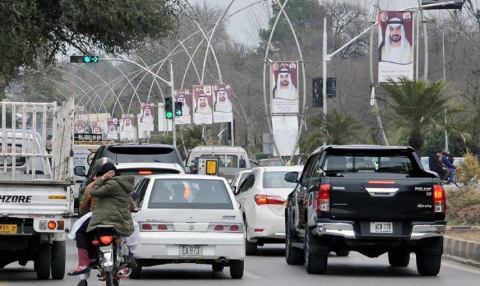 Welcoming banners installed at Constitution Avenue during visit of President of the United Arab Emirates (UAE) Sheikh Mohamed bin Zayed Al Nahyan at Federal Capita