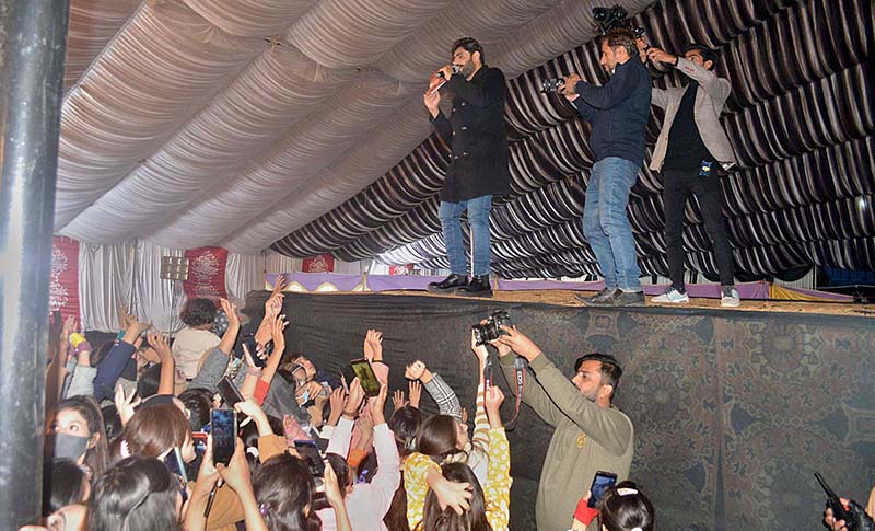 Abrarul Haq performing on the stage during New Year Night Show organized by PHA and Shalimar Group on late Saturday night