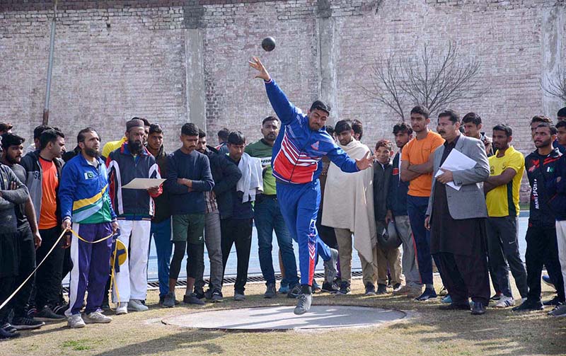 Athletes are participating in different games during I/C Athletic Championship 2022-23 organized by Board of Intermediate & Secondary Education (BISE) Faisalabad at Saeed Ajmal Academy Tartron Track Jhang Road.