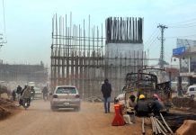 A view of construction work site at bhara kaho Bypass