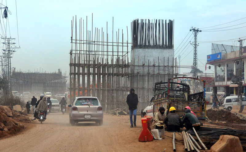 A view of construction work site at bhara kaho Bypass